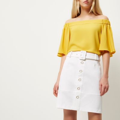 White belted A-line skirt